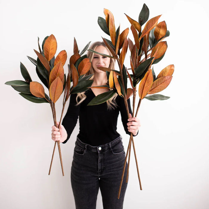 Magnolia Stems Faux Leaves