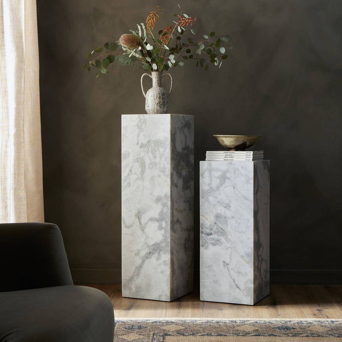 Modern Marble Small Pedestal - Four Hands