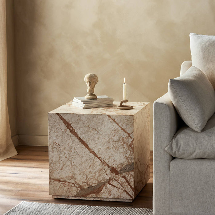 Modern Marble Plinth End Table - Four Hands