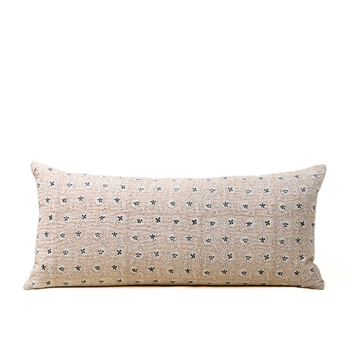 Clover Block Print Kantha Pillow