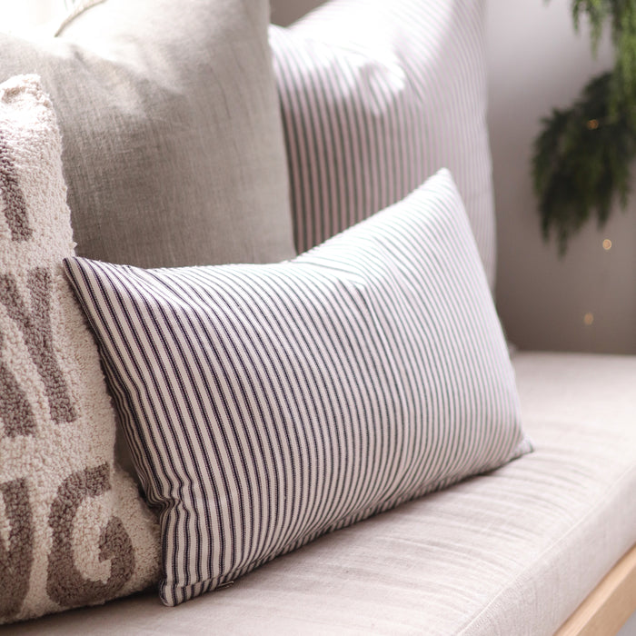 Black Ticking Lumbar Pillow