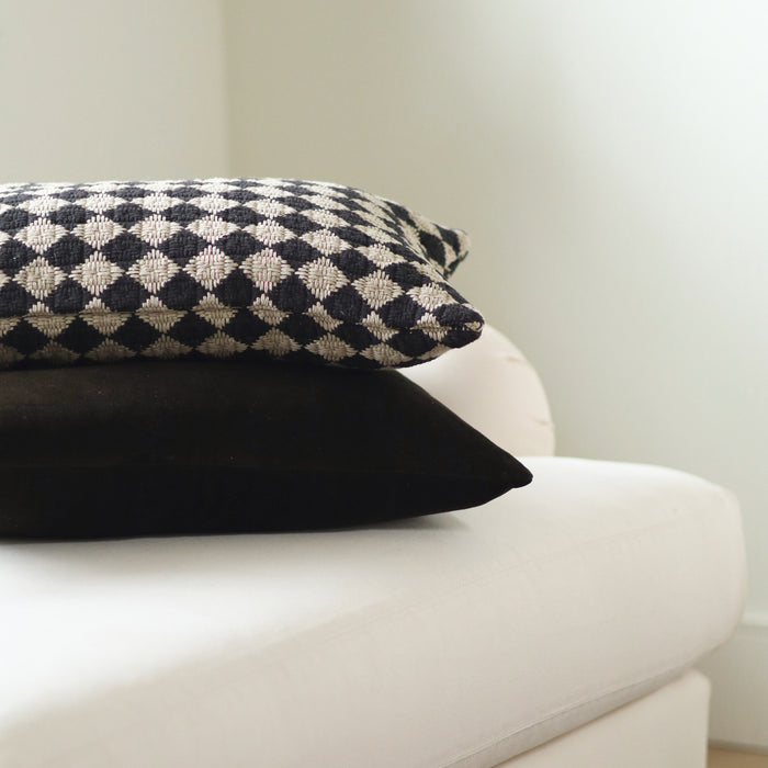 Check Weave Black Lumbar Pillow