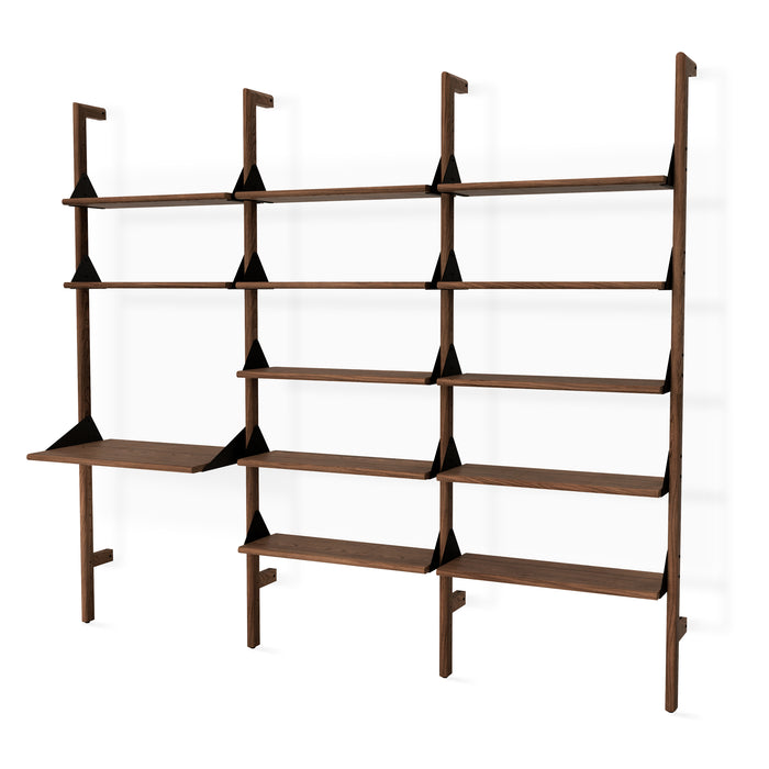 Branch Walnut Shelving Unit with Desk