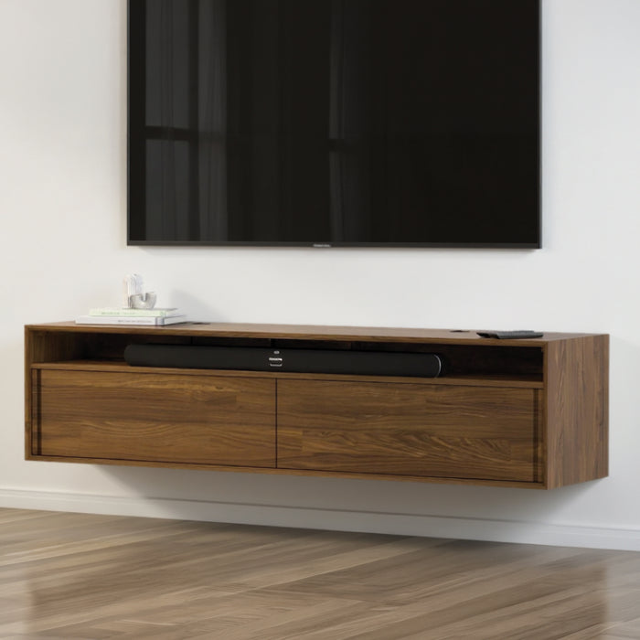 Walnut Wall-Mount Media Cabinet