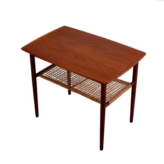 Vintage Teak & Cane Side Table