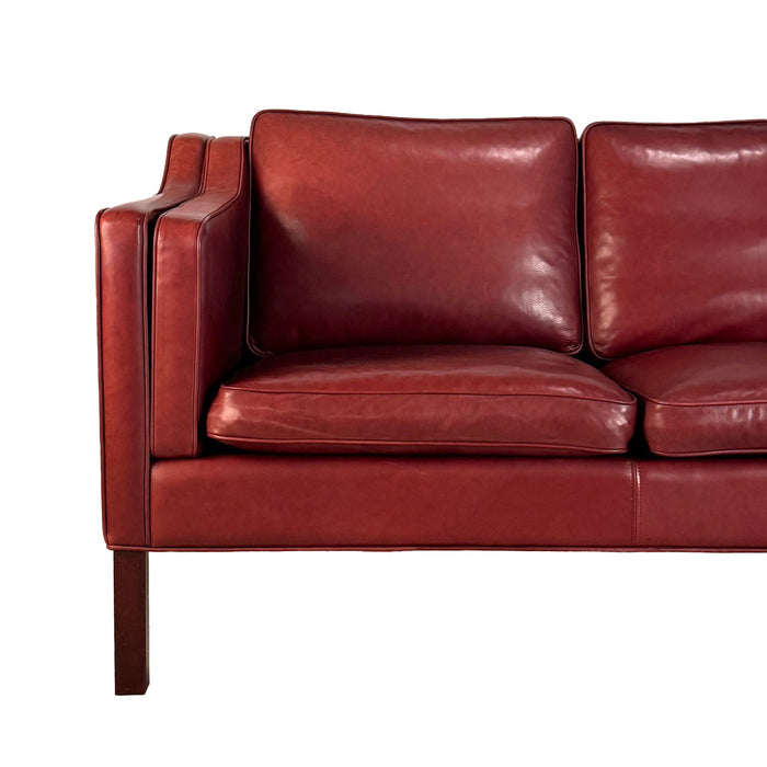 Vintage Merlot Leather 3-Seat Sofa - Vintage