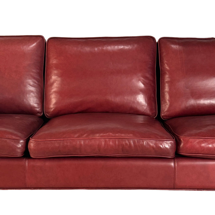 Vintage Merlot Leather 3-Seat Sofa - Vintage