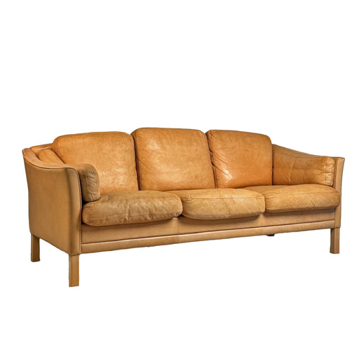 Vintage Camel Leather 3-Seat Sofa - Vintage