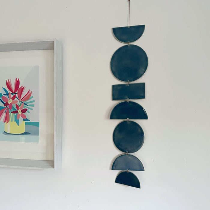 'Velvet Blue Green Shapes' Wall Hanging