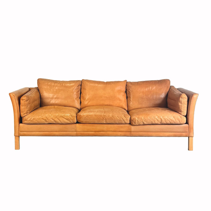 Vintage Danish Tan Leather Sofa