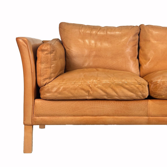 Vintage Danish Tan Leather Sofa