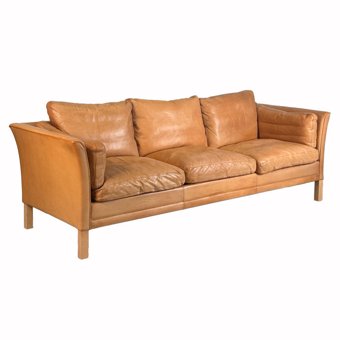 Vintage Danish Tan Leather Sofa