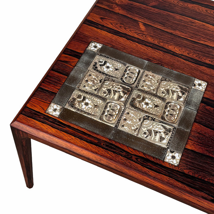 Vintage Rosewood & Tile Coffee Table