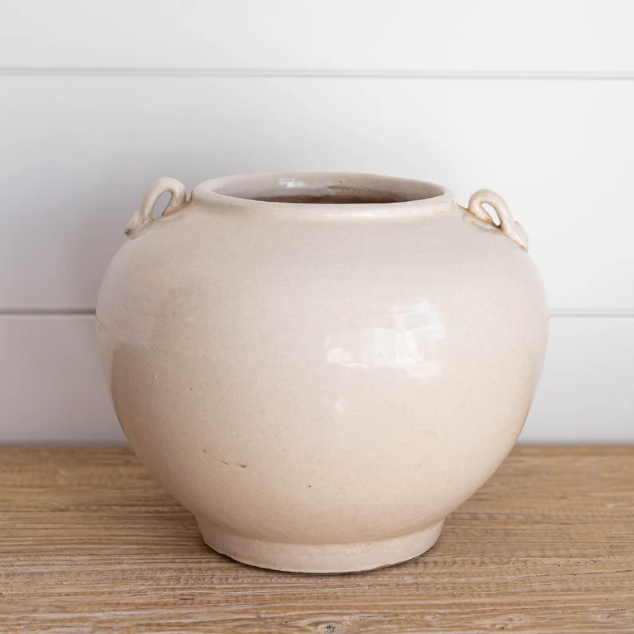 Cream Glazed Vintage Pot