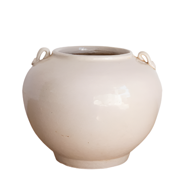 Cream Glazed Vintage Pot