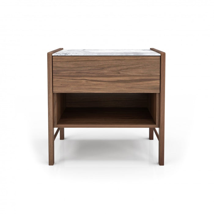 Frida 1-Drawer Walnut Nightstand