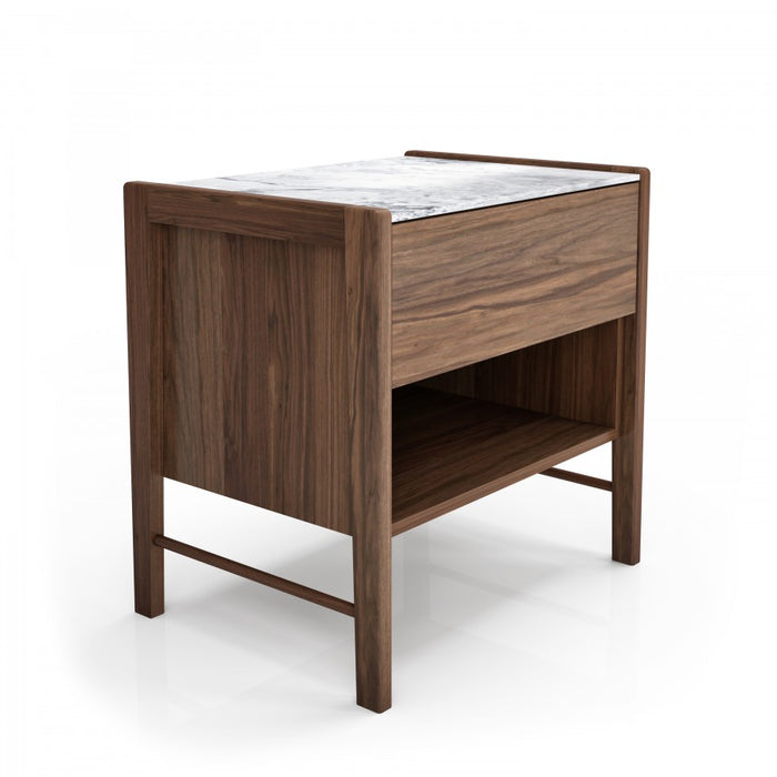 Frida 1-Drawer Walnut Nightstand