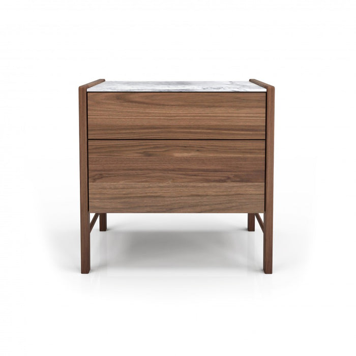 Frida 2-Drawer Walnut Nightstand