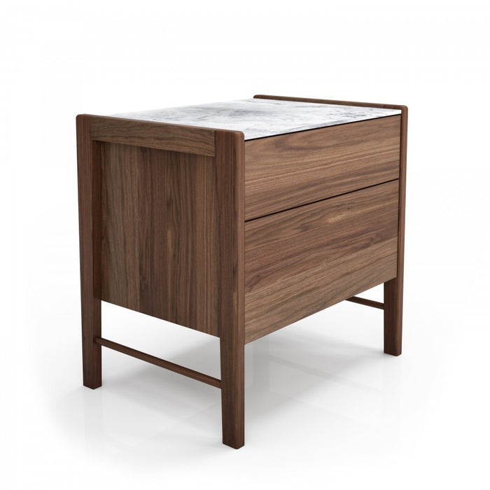 Frida 2-Drawer Walnut Nightstand