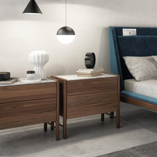 Frida 2-Drawer Walnut Nightstand